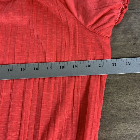 Faded Glory Womens Boho Top Size Large Orange Red Elastic Hem Drawstring - Picture 3 of 7